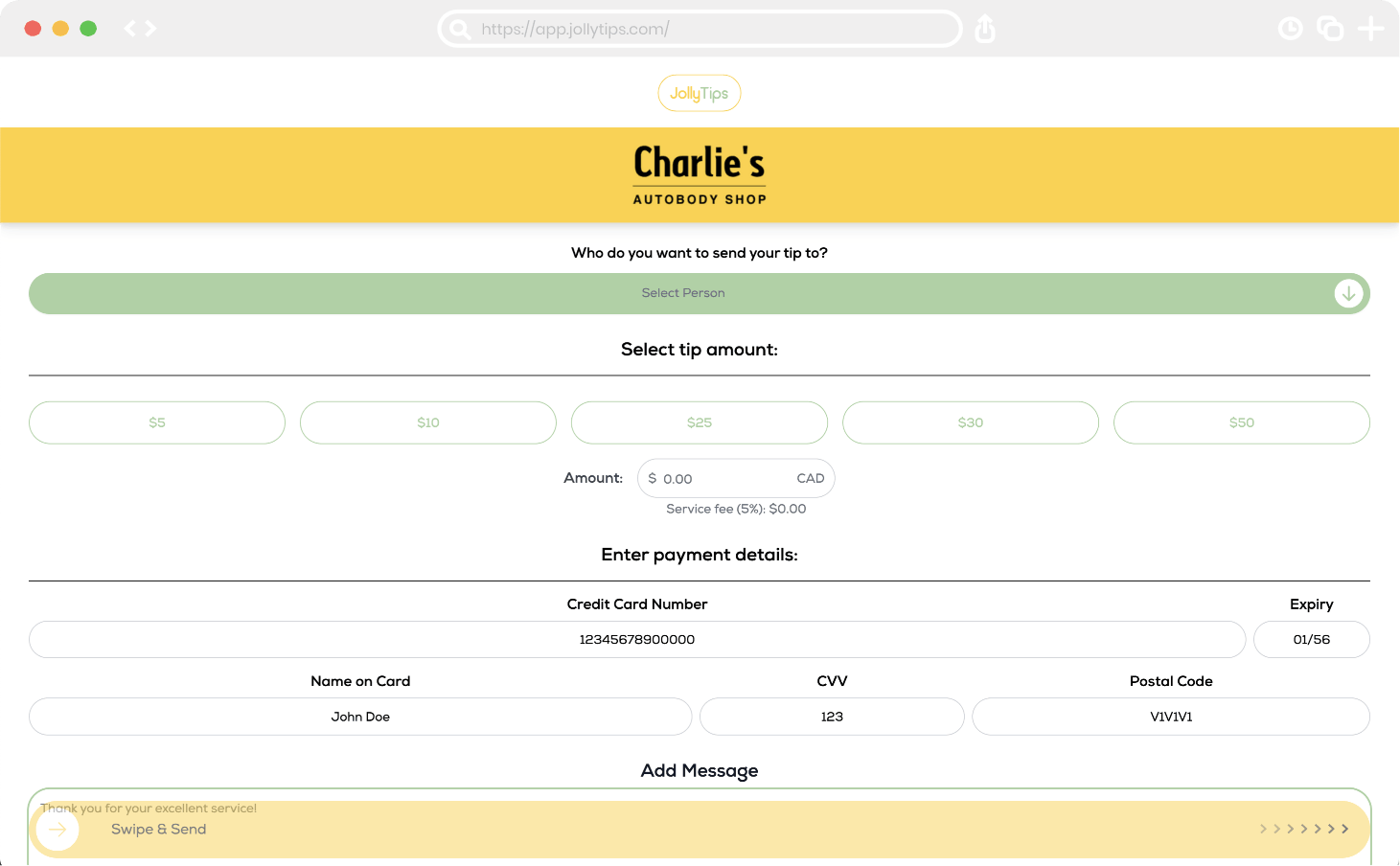 JollyTips Web App | Designed and built by Kelowna Software